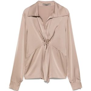 D.Exterior, Dames, Blouses & Shirts, Bruin, Maat: S Satijn,