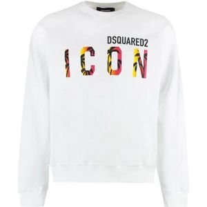 Dsquared2, Heren, Sweatshirts & Hoodies, Wit, Maat: 2XL