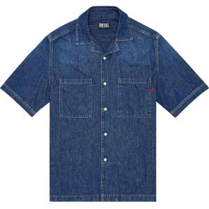 Diesel, Heren, Overhemden, Blauw, Maat: XL Katoen,