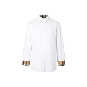 Burberry Iconische Tartan Katoen Stretch Shirt , White , Heren , Maat: 2XL
