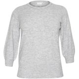 Kaffe Curve - Grijze Melange Trui met Glimmerrand - Dames - Polyester