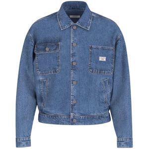 Guess, Heren, Jassen, Blauw, Maat: S Katoen,