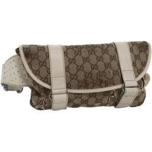 Gucci Vintage, Dames, Pre-owned, Beige, Maat: ONE Size Leer,
