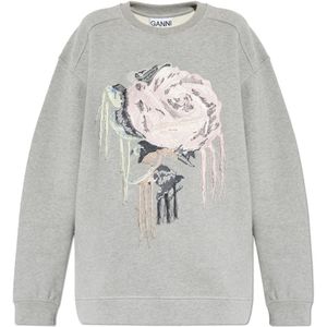 Ganni, Dames, Sweatshirts & Hoodies, Grijs, Maat: S/M Katoen,