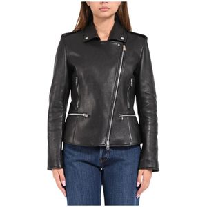 Dondup, Dames, Jassen, Zwart, Maat: S Leer,