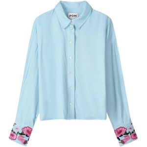 Pom Amsterdam, Dames, Blouses & Shirts, Blauw, Maat: XL Katoen,