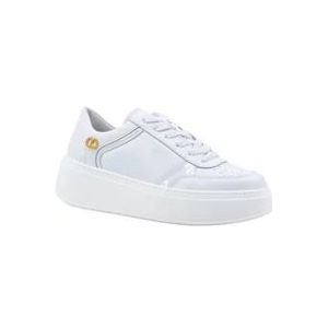 Twinset Witte Leren Platform Sneakers , White , Dames , Maat: 40 EU