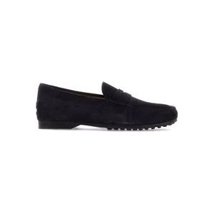 Tod's Suede Moccasins met Leren Interieur , Blue , Heren , Maat: 44 EU