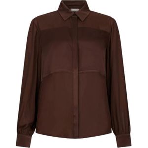 Liu Jo, Dames, Blouses & Shirts, Bruin, Maat: L Satijn,