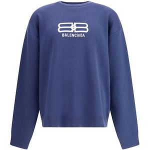 Balenciaga, Heren, Sweatshirts & Hoodies, Blauw, Maat: M Katoen,