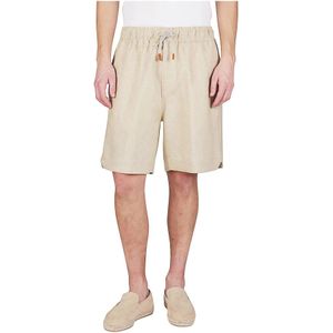 Eleventy, Heren, Korte broeken, Beige, Maat: W33 Linnen,