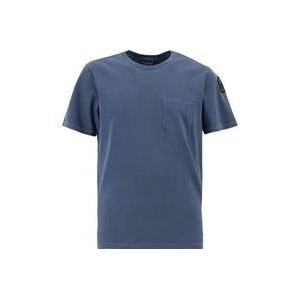 Parajumpers Essentiële Katoenen T-Shirt met Zakje , Blue , Dames , Maat: L