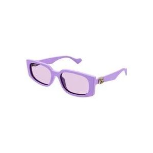 Gucci Minimalistische Rechthoekige Zonnebril Gg1534S 004 , Purple , Dames , Maat: 55 MM