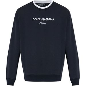 Dolce & Gabbana, Heren, Sweatshirts & Hoodies, Blauw, Maat: S Katoen,