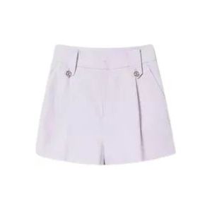 Twinset Shorts van linnen en katoen met metalen knopen , Purple , Dames , Maat: L