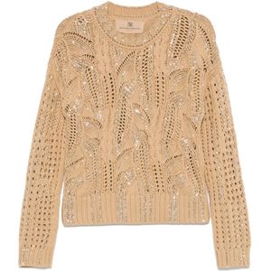 Ermanno Scervino, Dames, Truien, Beige, Maat: S Katoen,