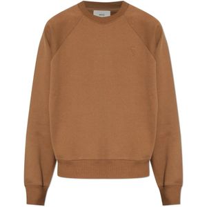 Ami Paris, unisex, Sweatshirts & Hoodies, Bruin, Maat: XS Katoen,
