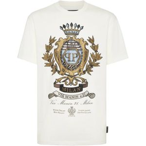 Philipp Plein, Heren, Tops, Wit, Maat: S Katoen,