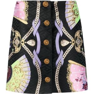 Versace Grafisch Print Medusa Hoofd Knooprok , Multicolor , Dames , Maat: XS