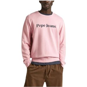 Pepe Jeans, Heren, Sweatshirts & Hoodies, Roze, Maat: 2XL Katoen,