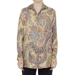 Etro, Dames, Blouses & Shirts, Beige, Maat: M Zijde,