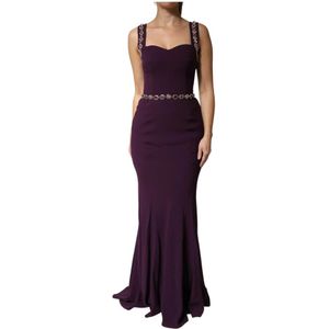 Dolce & Gabbana, Dames, Jurken, Paars, Maat: XS Leer,