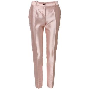 Dolce & Gabbana, Dames, Broeken, Roze, Maat: 3XS Zijde,