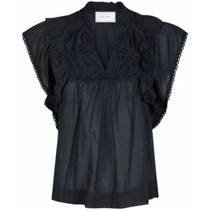 Neo Noir, Dames, Blouses & Shirts, Blauw, Maat: XS Voile,
