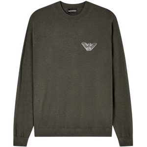 Emporio Armani, Heren, Sweatshirts & Hoodies, Groen, Maat: XL Wol,