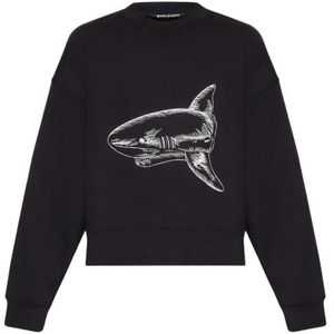 Palm Angels, Heren, Sweatshirts & Hoodies, Zwart, Maat: S Katoen,