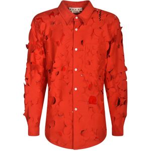 Marni, Heren, Overhemden, Rood, Maat: S Katoen,