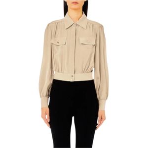 Liu Jo, Dames, Blouses & Shirts, Beige, Maat: M Zijde,