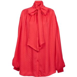 Balmain Mini monogram zijden overhemd , Red , Dames , Maat: 2XS