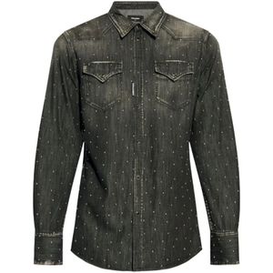 Dsquared2, Heren, Overhemden, Zwart, Maat: L Denim,