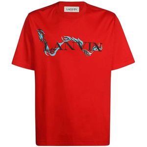 Lanvin, Heren, Tops, Rood, Maat: S Katoen,