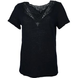 Hugo, Dames, Tops, Zwart, Maat: L Linnen,