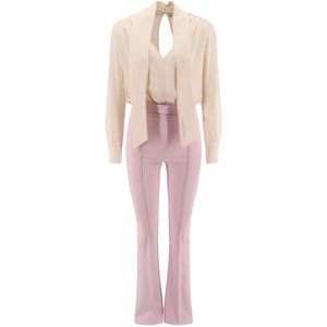 Elisabetta Franchi, Dames, Jumpsuits & Playsuits, Beige, Maat: S Zijde,