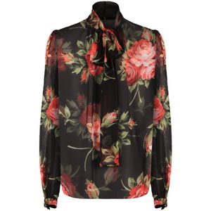 Dolce & Gabbana, Dames, Blouses & Shirts, Veelkleurig, Maat: M Chiffon,