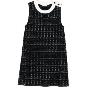 Liu Jo - Gebreide Jurk - Zwart/Wit - Mouwloos - Korte Lengte