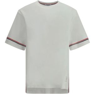 Thom Browne - T-shirt - Monochroom - Katoen - Geribbelde Kraag
