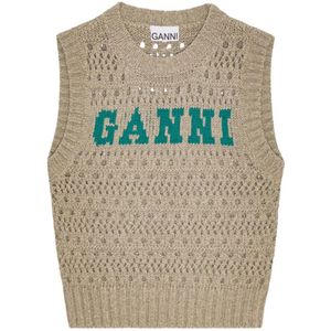 Ganni, Dames, Truien, Beige, Maat: S Katoen,