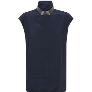 Brunello Cucinelli, Dames, Tops, Blauw, Maat: S