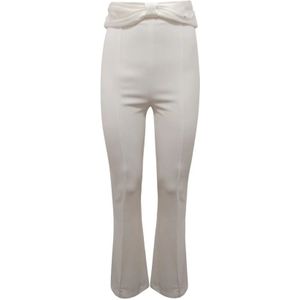 Elisabetta Franchi, Dames, Broeken, Wit, Maat: M Satijn,