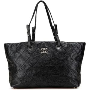 Chanel Vintage, Dames, Pre-owned, Zwart, Maat: ONE Size Leer,