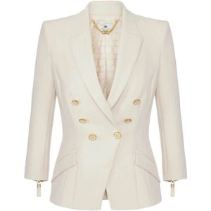 Elisabetta Franchi, Dames, Jassen, Beige, Maat: XS Poliester,