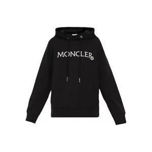 Moncler Hoodie met logo patch , Black , Dames , Maat: M