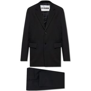 Jil Sander, Heren, Pakken, Zwart, Maat: L Wol,