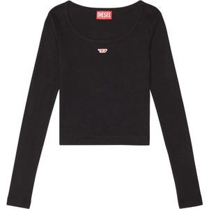 Diesel, Dames, Tops, Zwart, Maat: L Katoen,