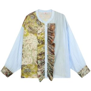 Oltre, Dames, Blouses & Shirts, Veelkleurig, Maat: L/Xl Satijn,