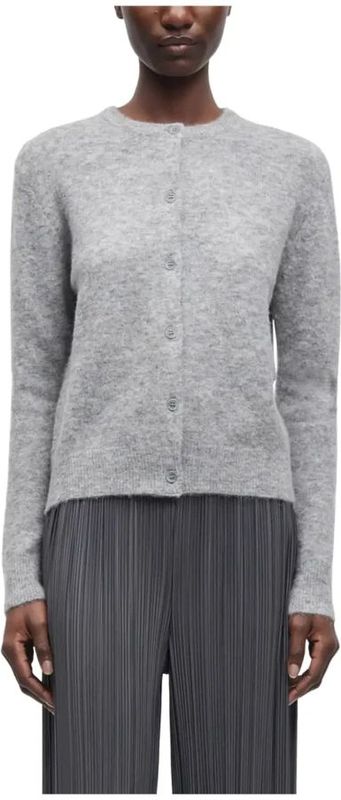 Samsøe Samsøe - Nor Short Cardigan - Grijs - Vest - Dames - Wol en Alpaca